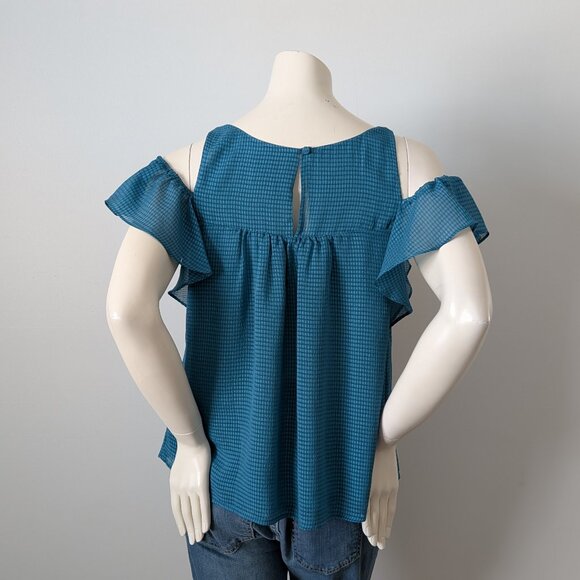 Maeve by Anthropologie - Turquoise Tavin Cold Shoulder Blouse - Size 8 - Picture 4 of 7